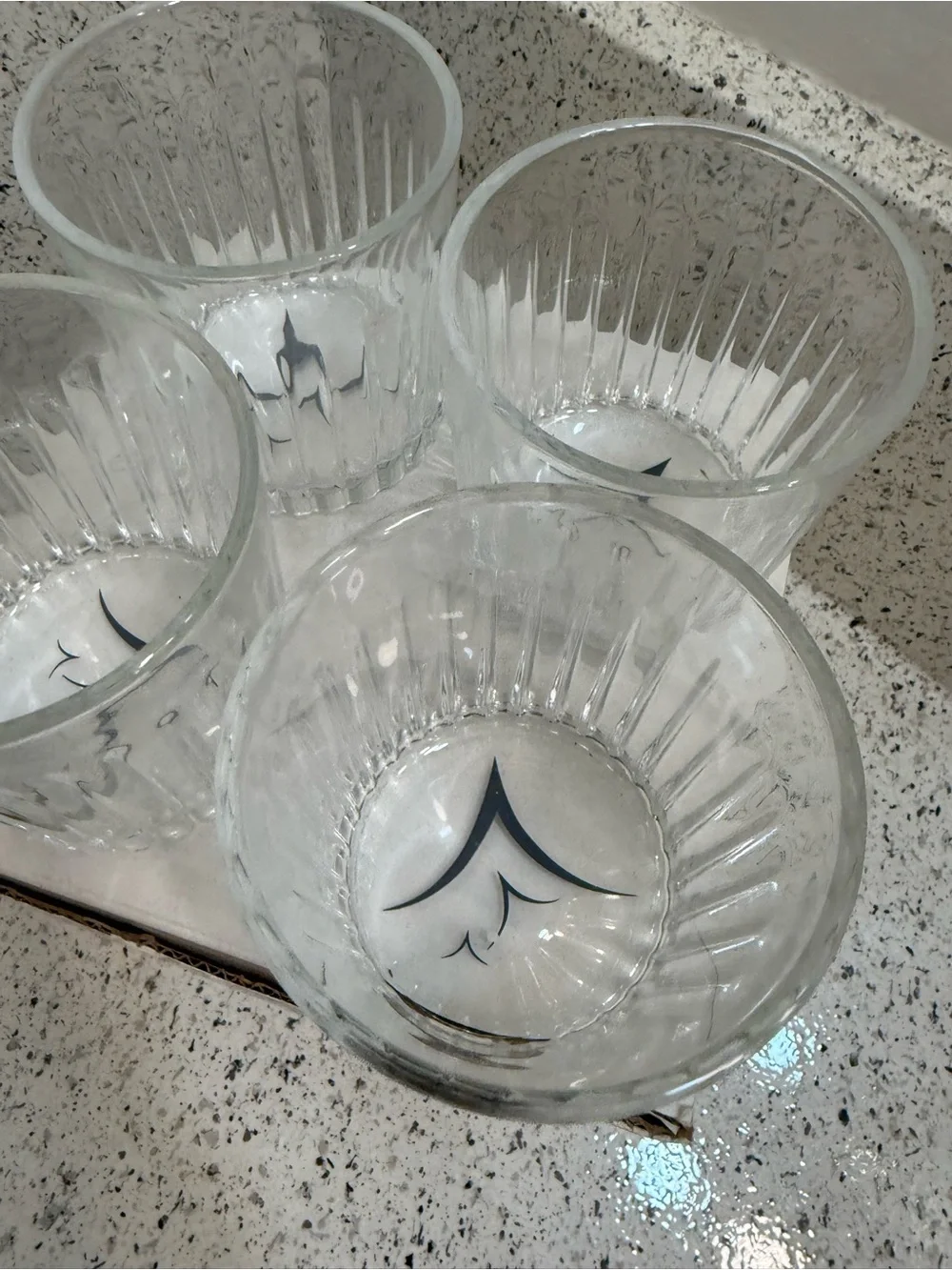 Set of 4 Clear Ribbed Glasses
